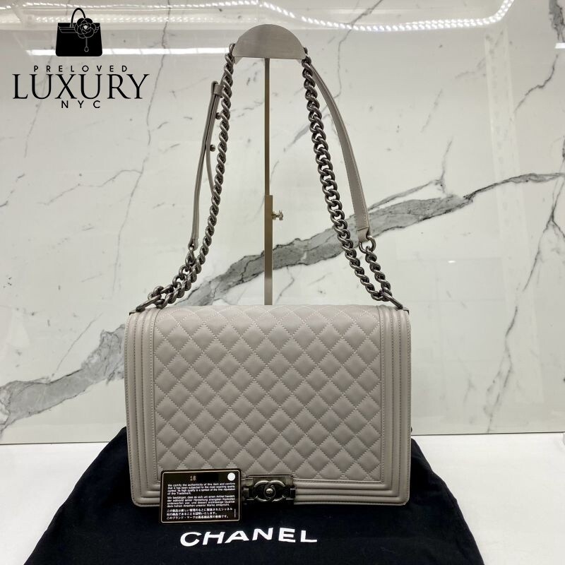 Chanel Le Boy Grey Lambskin shoulder bag