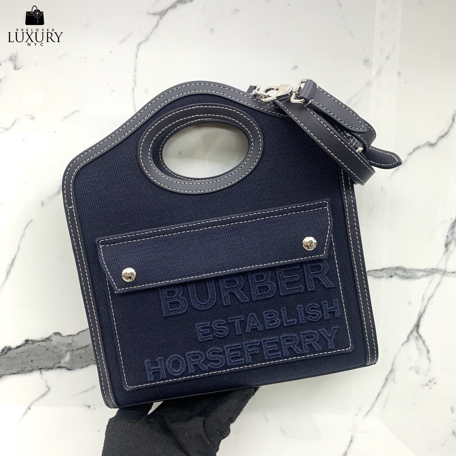 Burberry Mini Pocket 2-way Bag Navy Blue