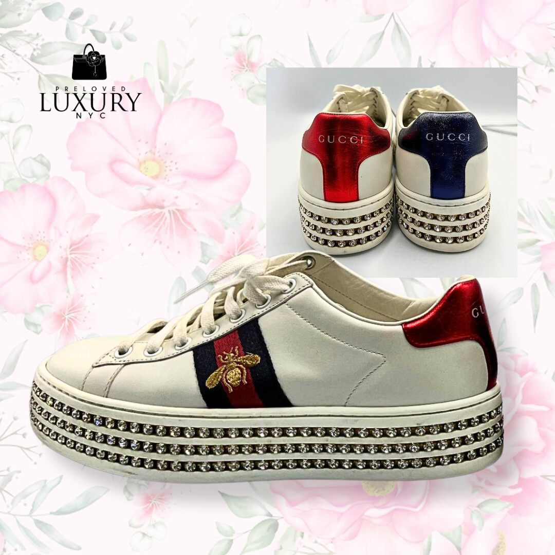 GUCCI Ace Bee Embroidery Crystal Sneaker