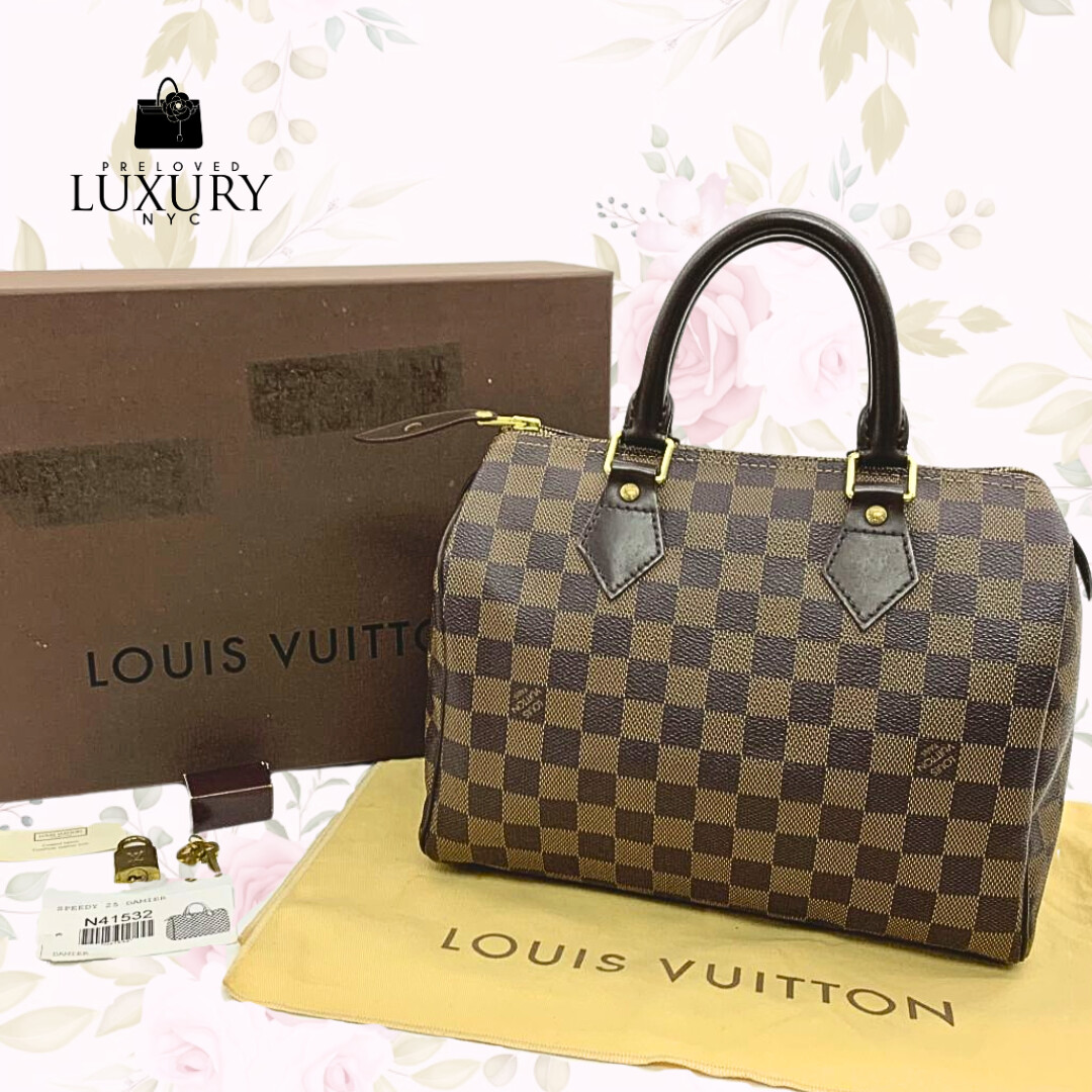 LOUIS VUITTON Damier Brown Speedy 25