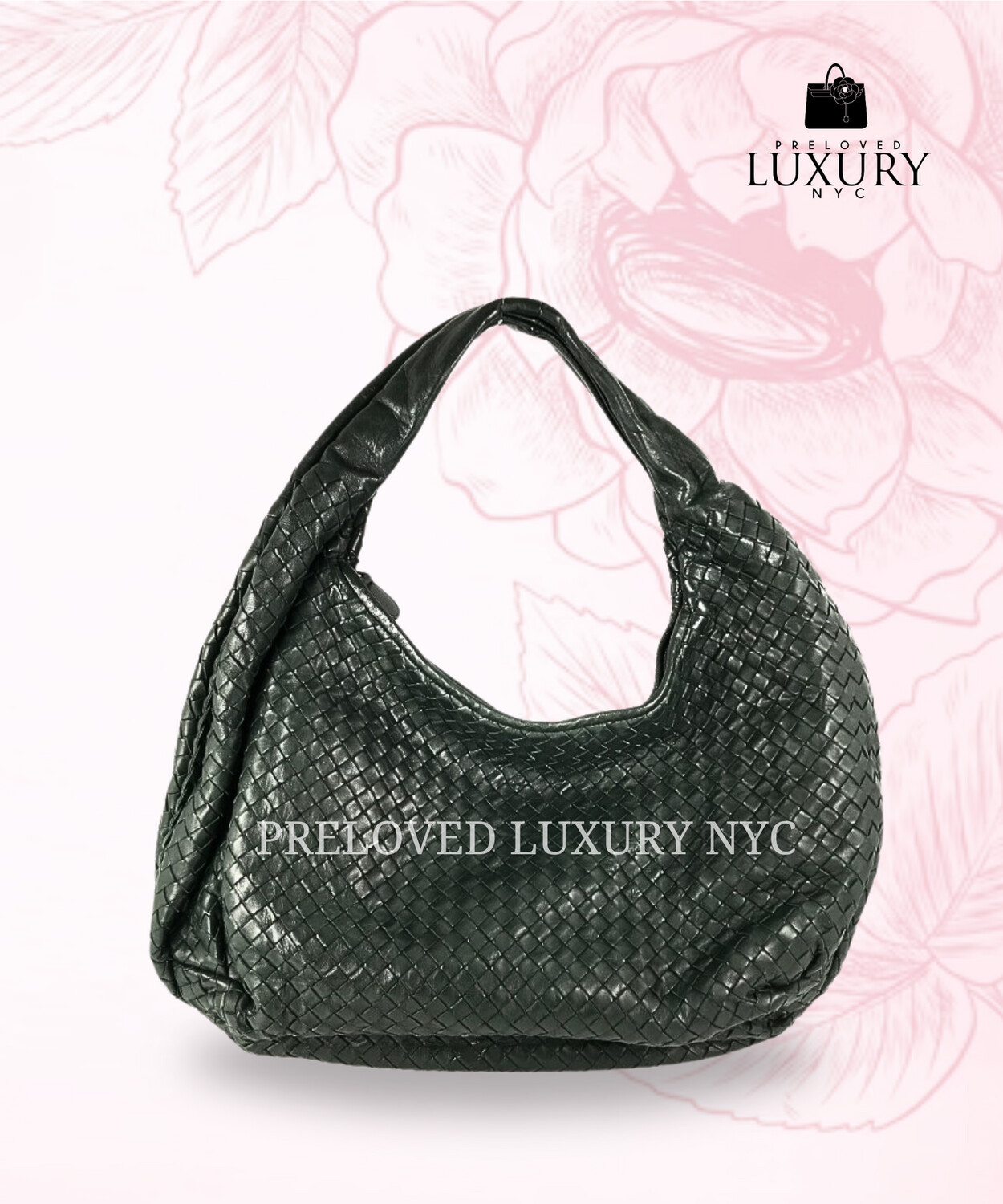 BOTTEGA VENETA Green Calfskin Shoulder Bag