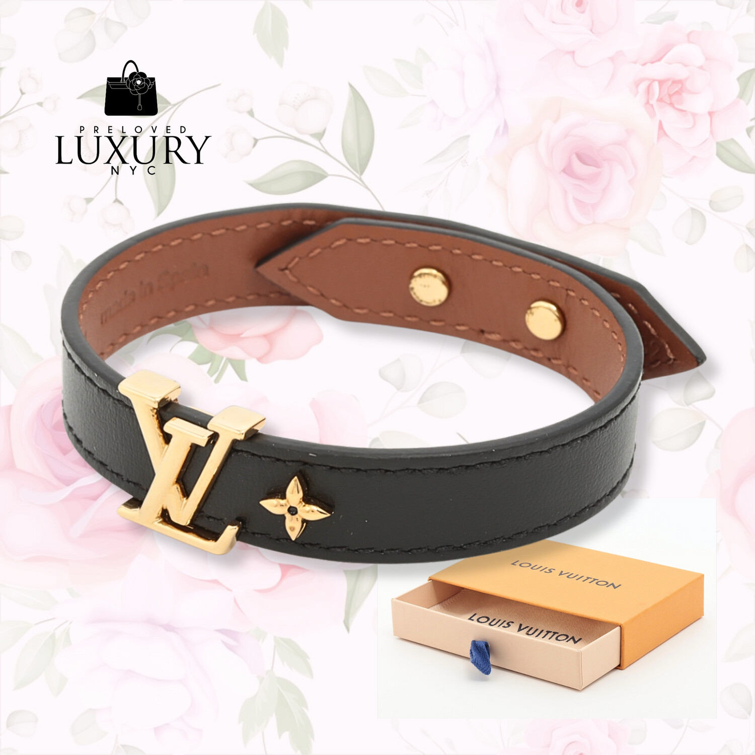 LOUIS VUITTON Brasserie LV Iconic Bracelet Leather Black