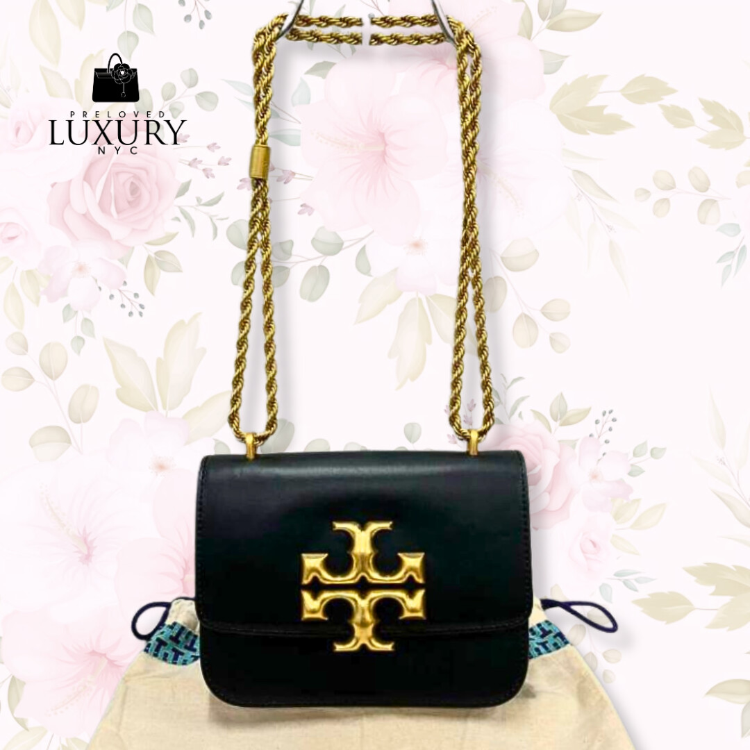TORY BURCH Black Leather Chain Shoulder Bag