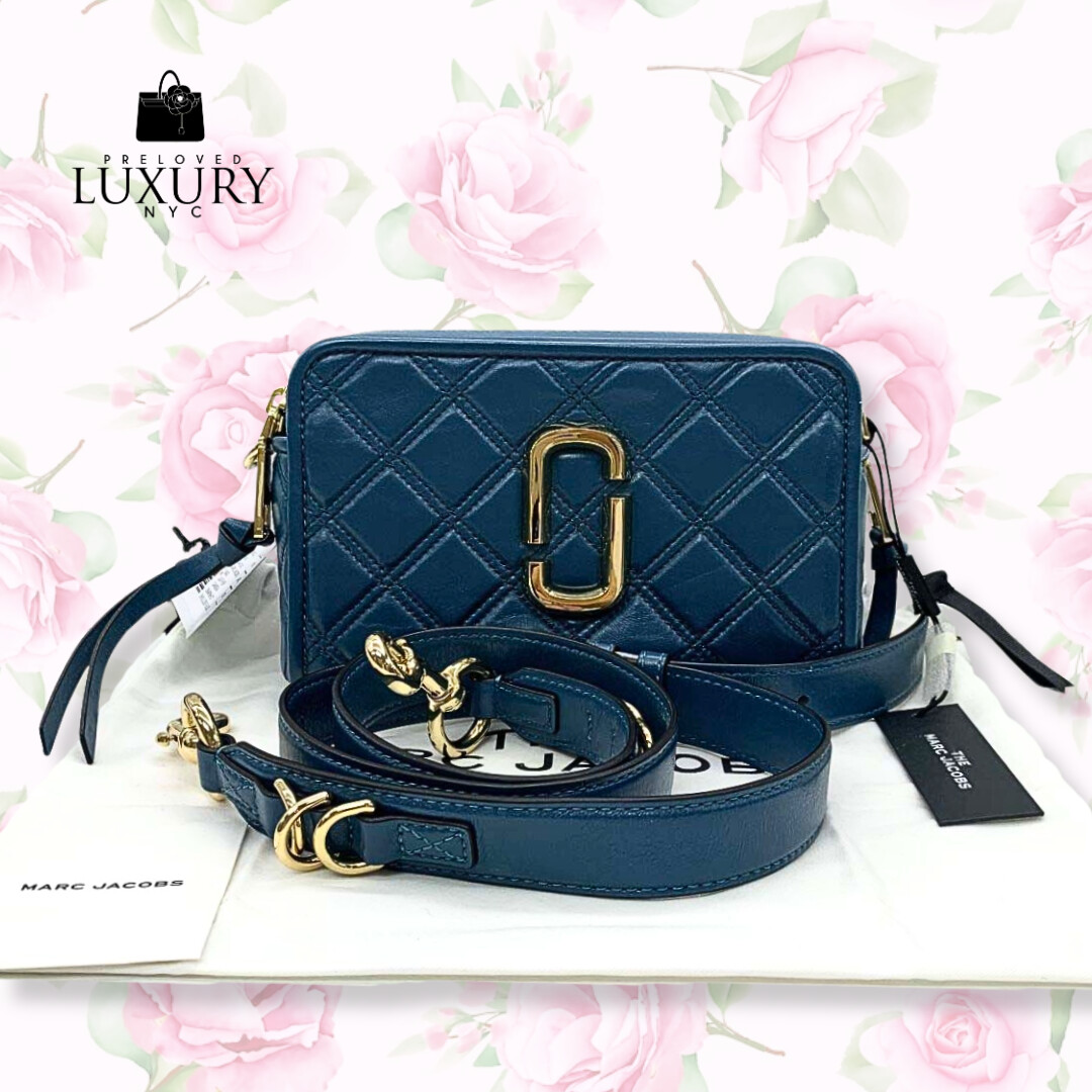 MARC JACOBS Blue Leather Camera Snapshot Shoulder  Bag
