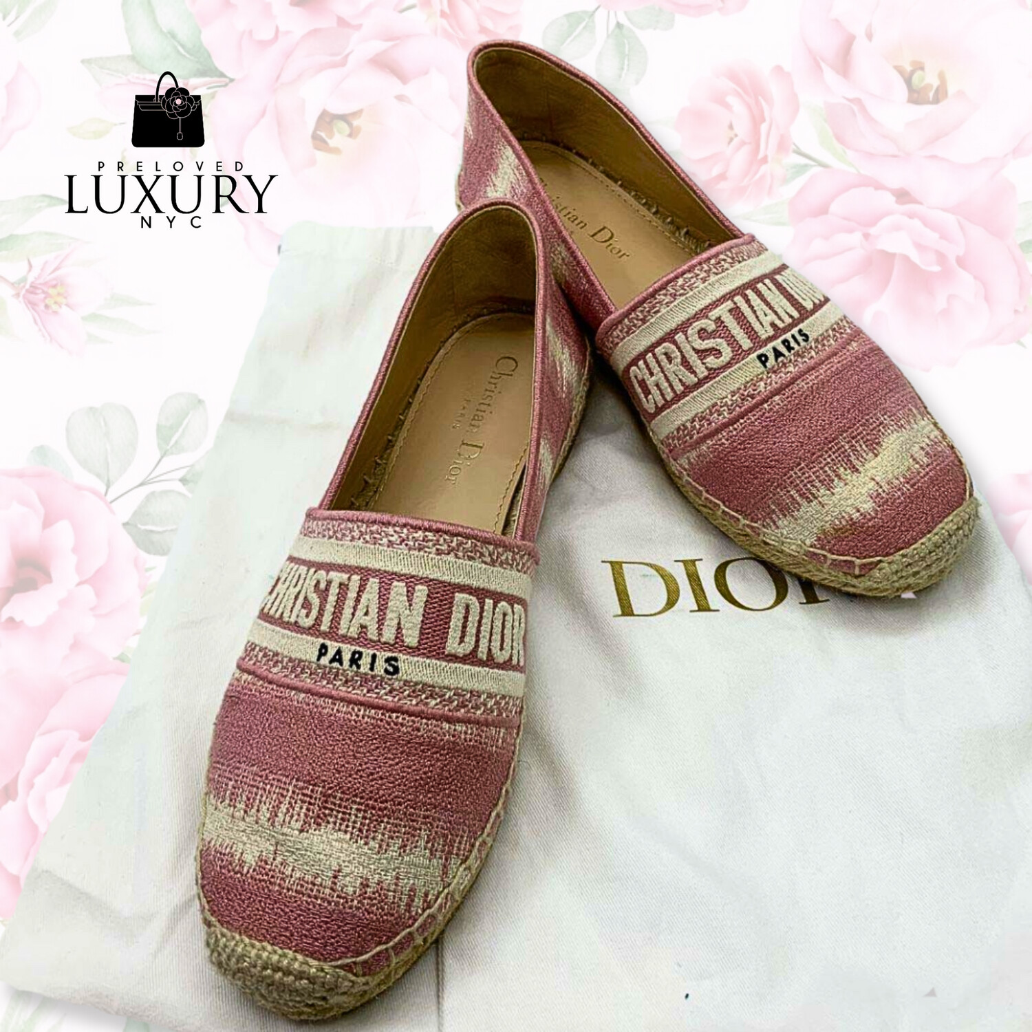 CHRISTIAN DIOR Canvas Weave Espadrilles Granville Loafers