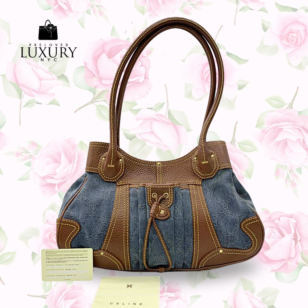 CELINE Denim Mcadam Shoulder Bag
