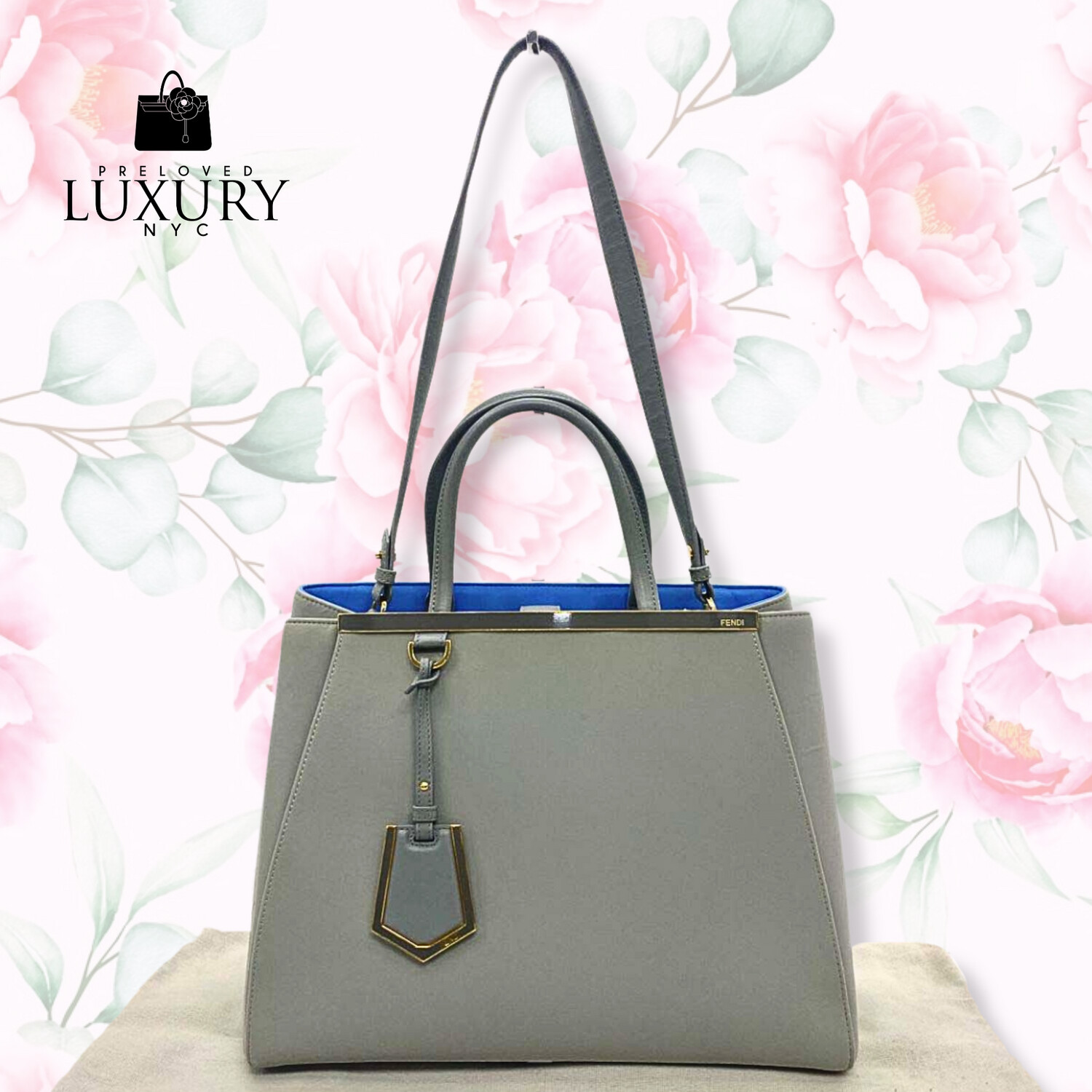FENDI Grey Leather 2Jours 2way Shoulder Bag