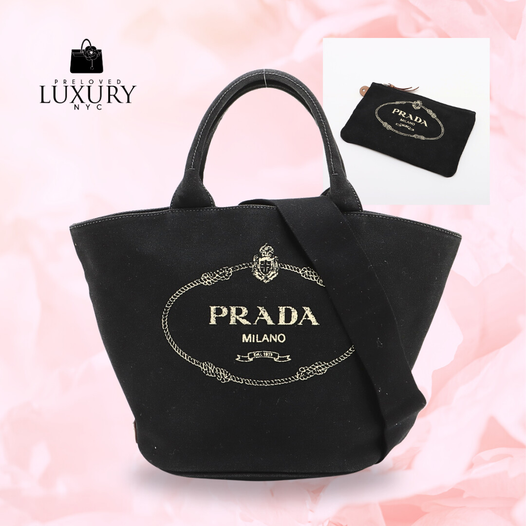 PRADA Canapa Canvas 2way Tote Bag Black