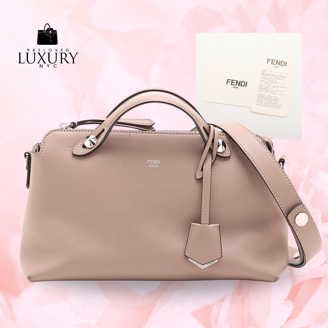 FENDI By The Way Medium 2way Handbag Beige Leather 2