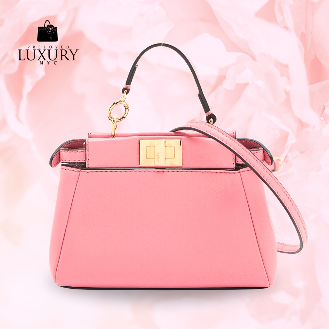 FENDI Micro Peek-a-boo Leather 2way Shoulder Bag Pink