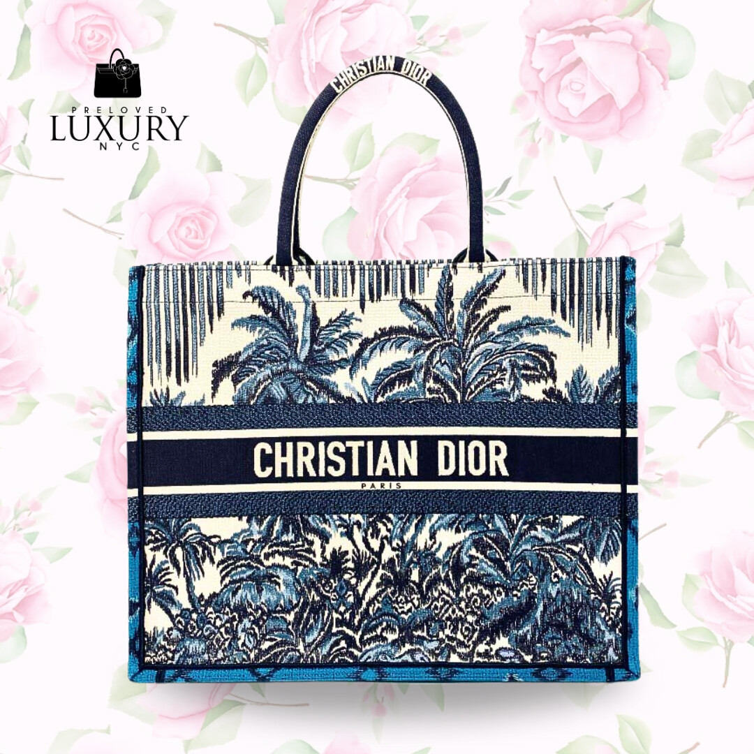 CHRISTIAN DIOR Large Book Tote Navy Canvas Tote Bag