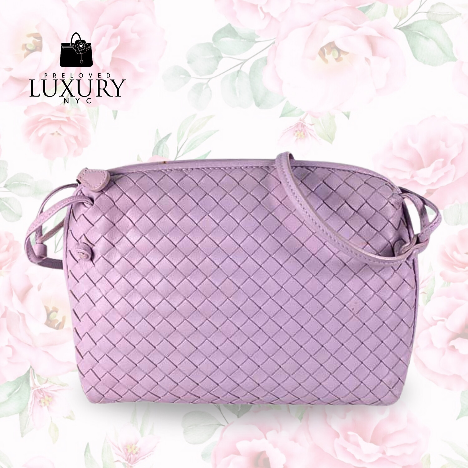 BOTTEGA VENETA BV Purple Intreciato Lambskin Shoulder Bag