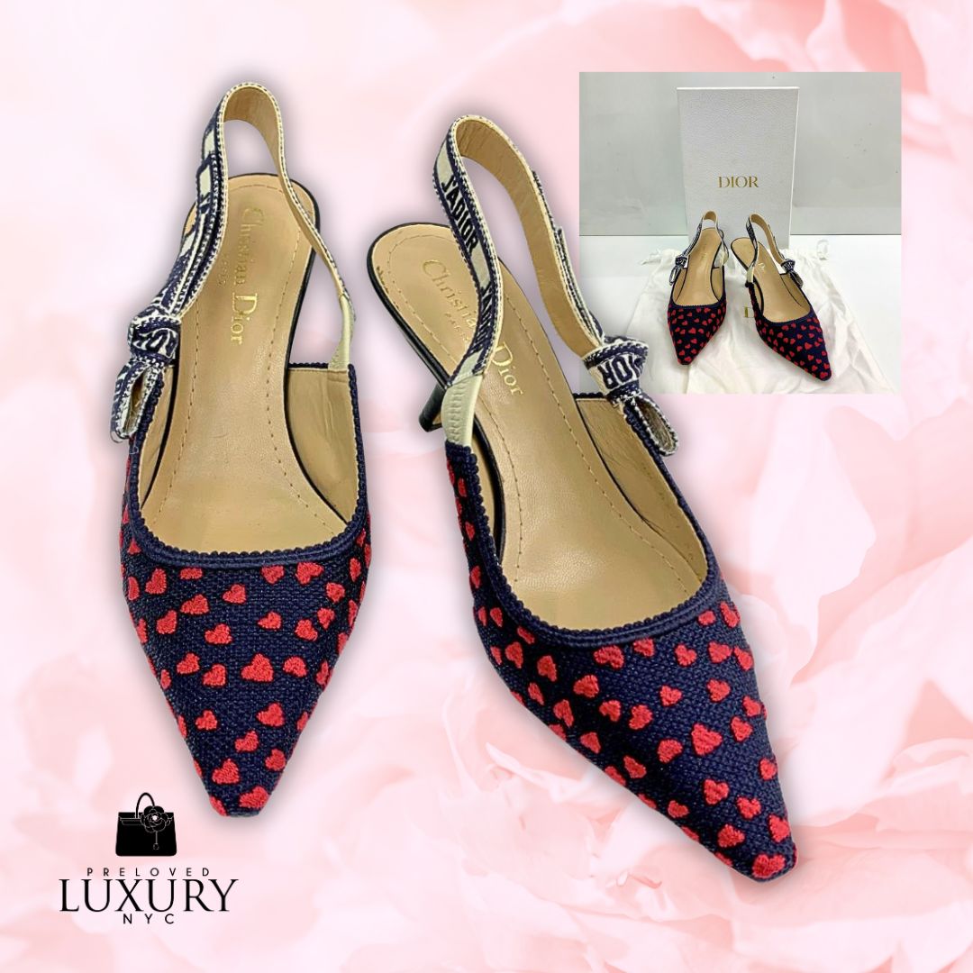 DIOR Multicolor J&#39;adior Sling Red Hearts Heels