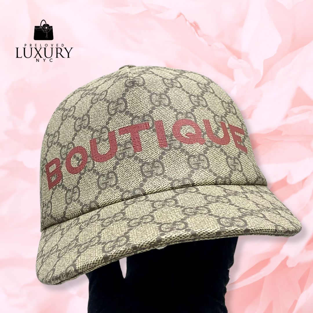 GUCCI Brown Coated Canvas Boutique Baseball Cap