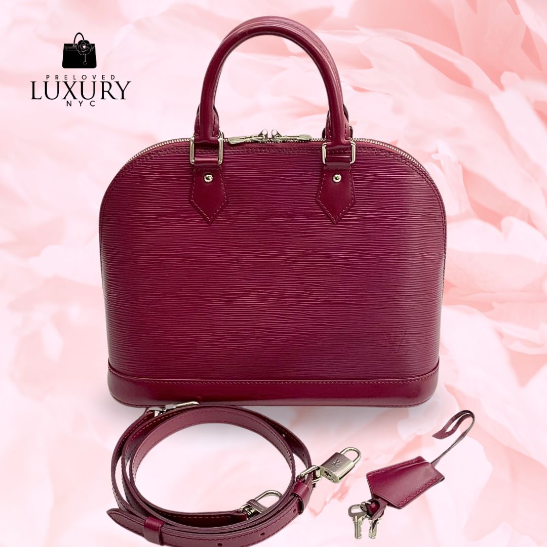 LOUIS VUITTON Epi Red Leather Alma PM Fuschia 2way Shoulder Bag