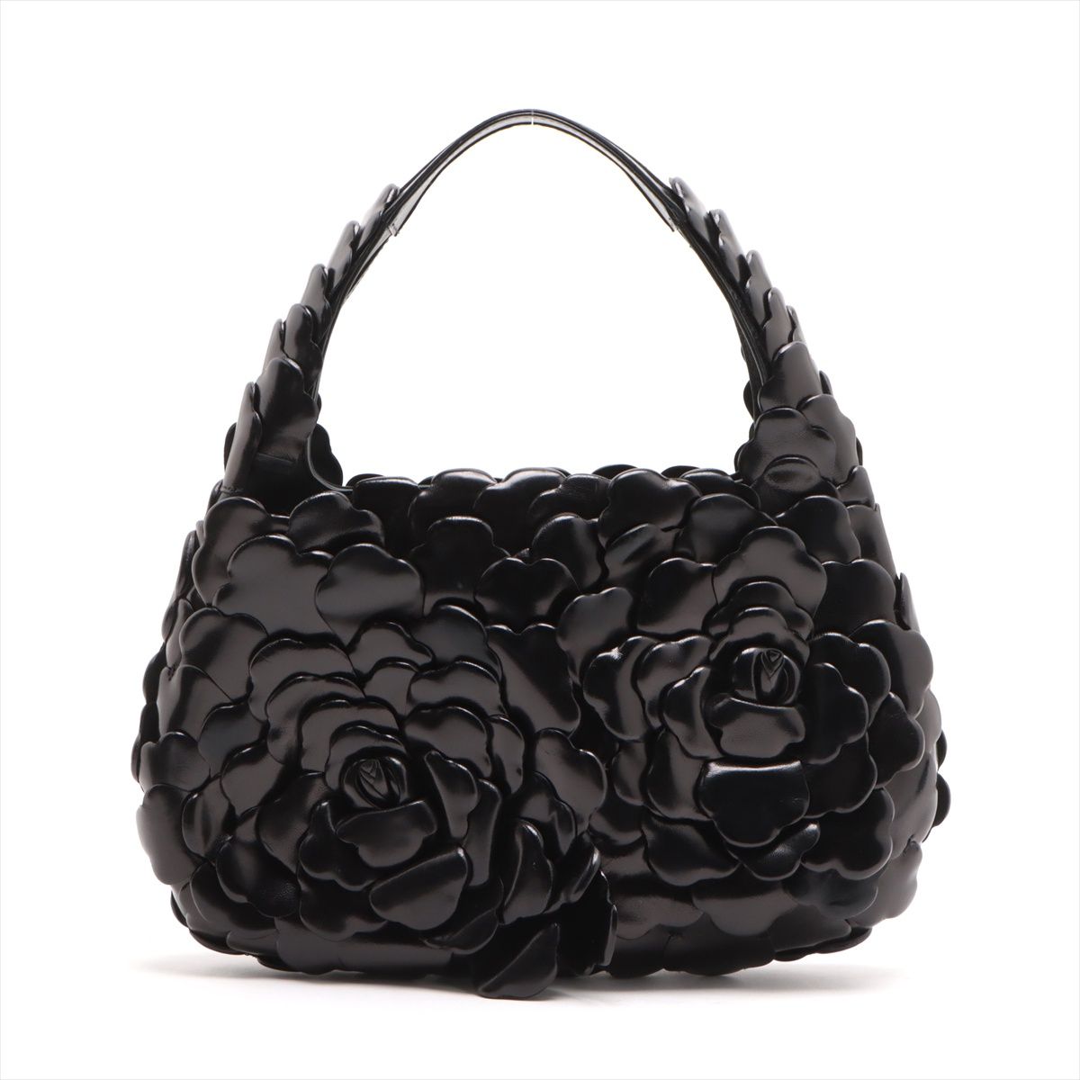 VALENTINO Garavani Atelier Leather Hand Bag Black Rose Edition