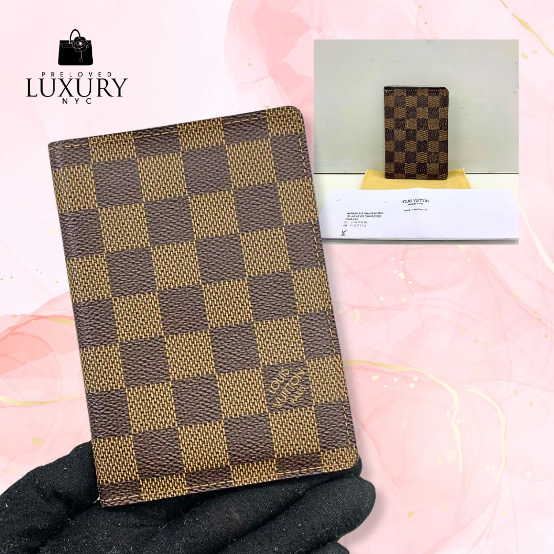 LOUIS VUITTON Damier Brown SLG Passport Holder Card Case