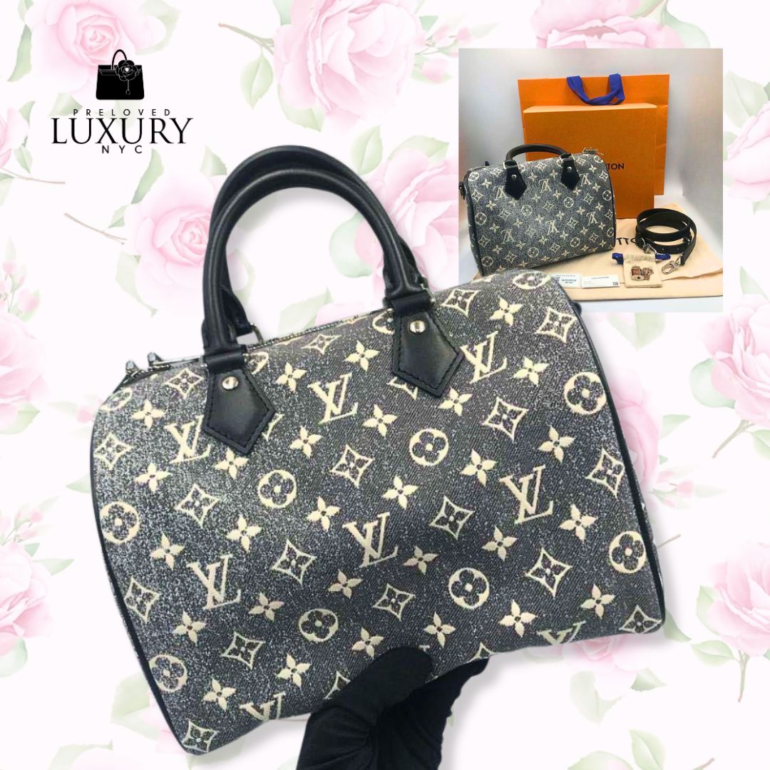 LOUIS VUITTON Monogram Denim Speedy 25 Bando