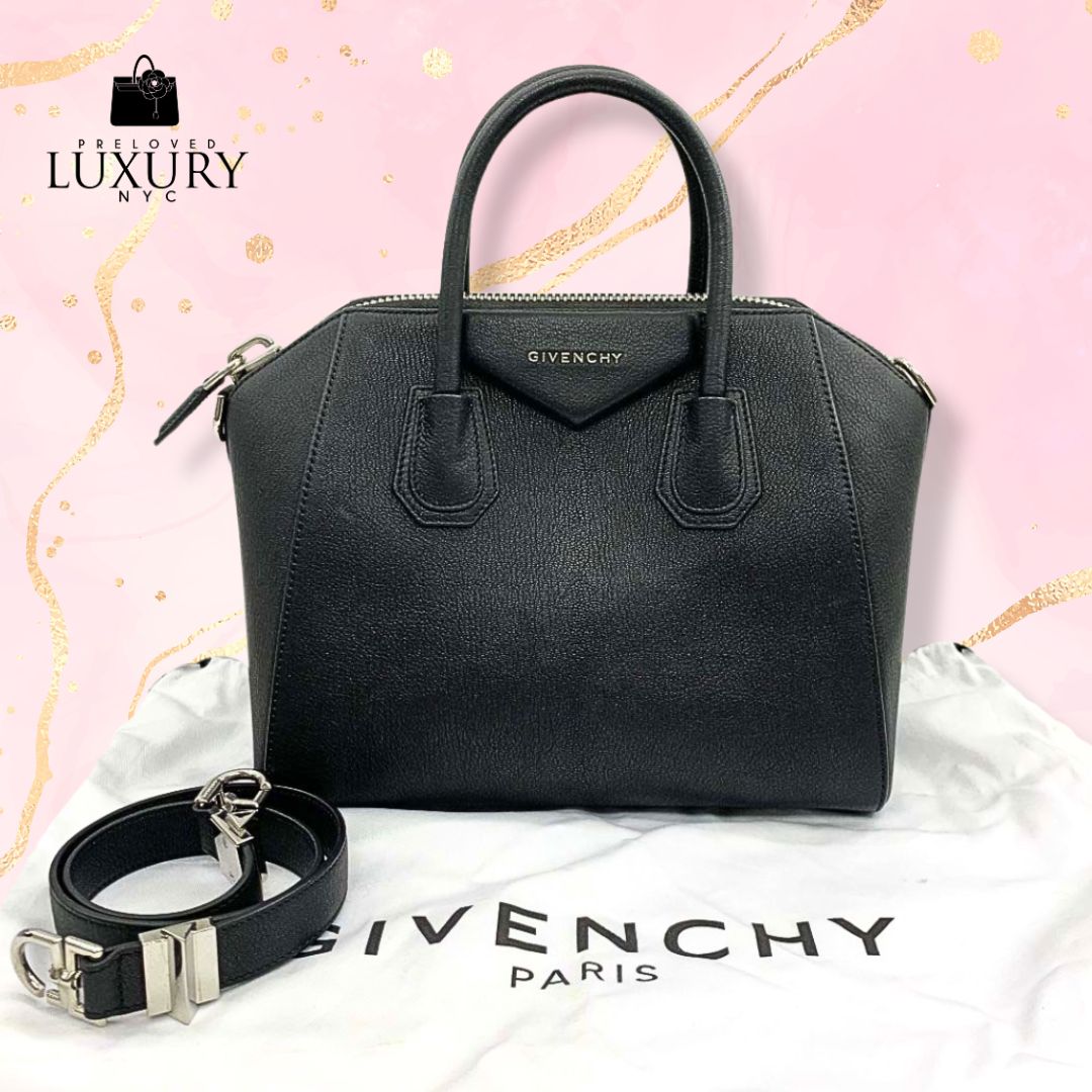 GIVENCHY BLACK LEATHER ANTIGONA CLASSIC 2WAY SHOULDER BAG