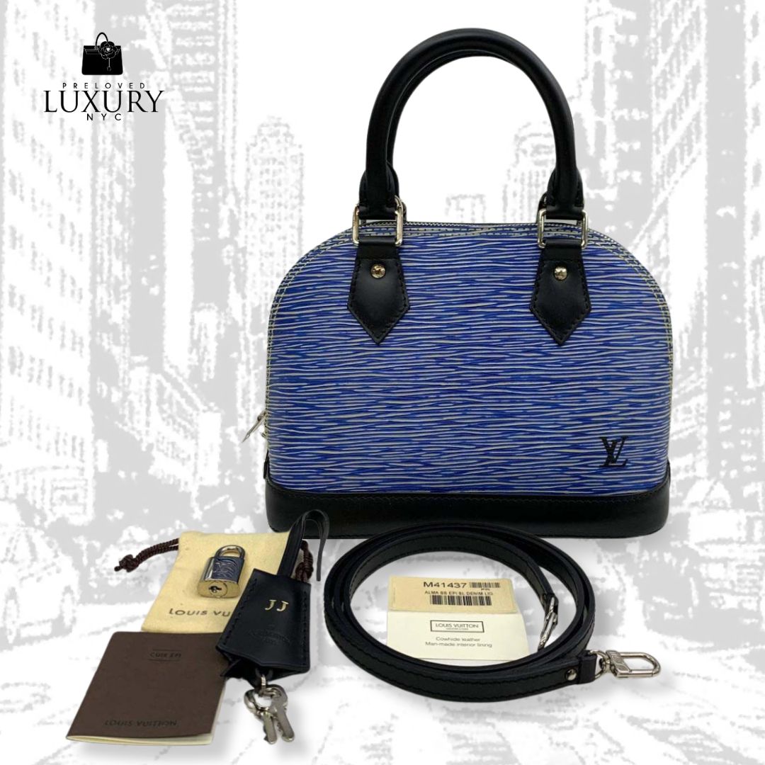 LOUIS VUITTON EPI M41437 ALMA BB BANDOULIERE DENIM BLUE W/INITIAL