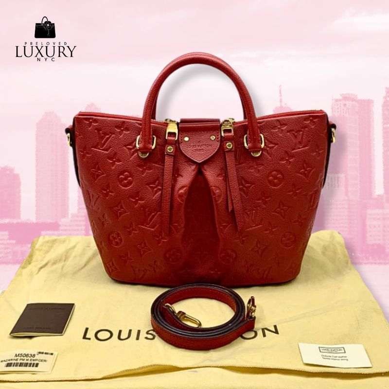 LOUIS VUITTON RED LEATHER EMPREINTE MAZARINE PM 2WAY SHOULDER BAG