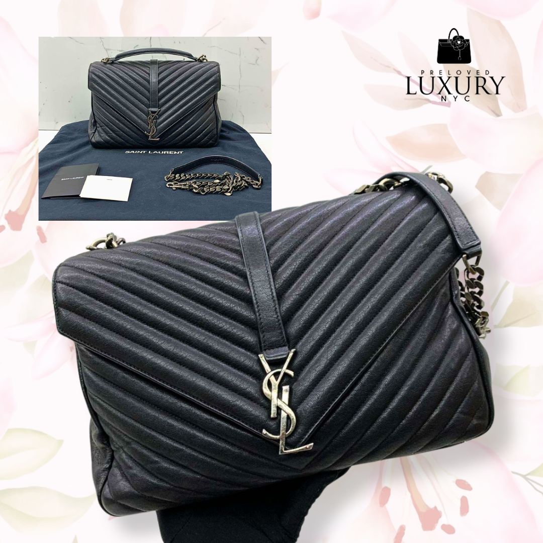 YSL COLLEGE QUILTED LEATHER LARGE 2WAY