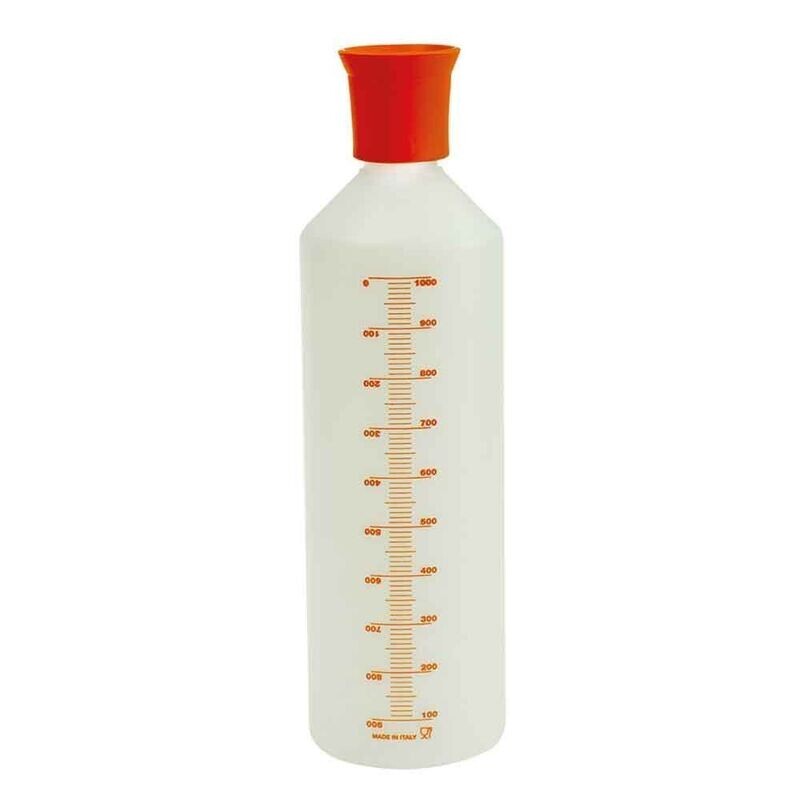 Decora Bottiglia per Bagna in Plastica con Tappo Forato e Scala Graduata 1 lt