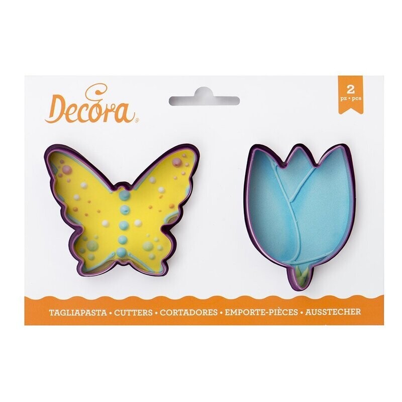 Decora Tagliapasta in Plastica  Farfalla e Fiore Viola Set 2 Pz