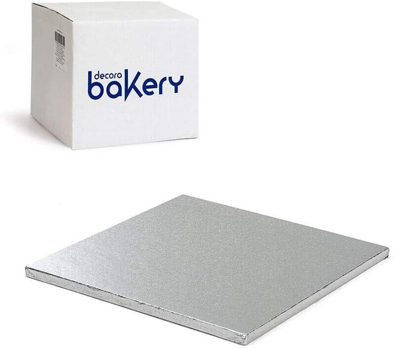 Decora Sottotorta Rigido Quadrato Argento linea Bakery 36 x 36 x h 1,2 cm