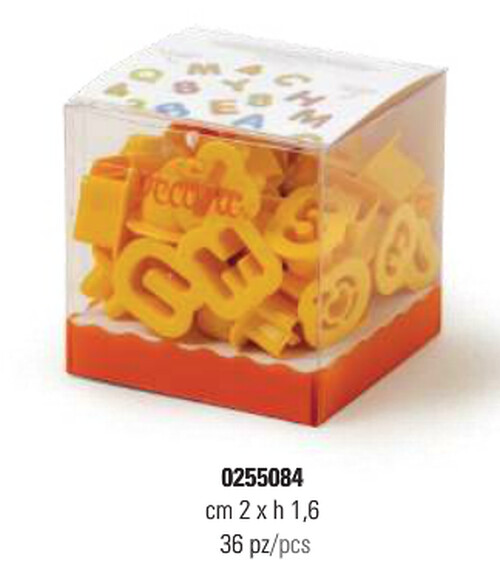 Decora Tagliapasta Lettere e Numeri in Plastica 36 Pz Ø 2 x h 1,6 cm