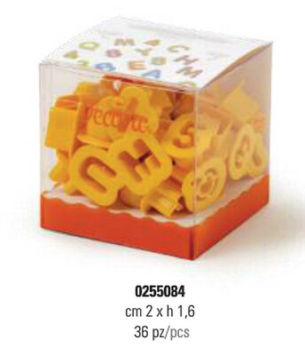 Decora Tagliapasta Lettere e Numeri in Plastica 36 Pz Ø 2 x h 1,6 cm
