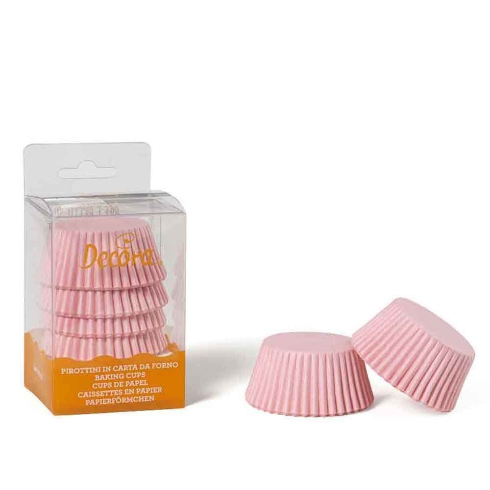 Decora 75 Pirottini Rosa in Carta Forno per Muffin Diametro Ø 5 X h 3,2 cm