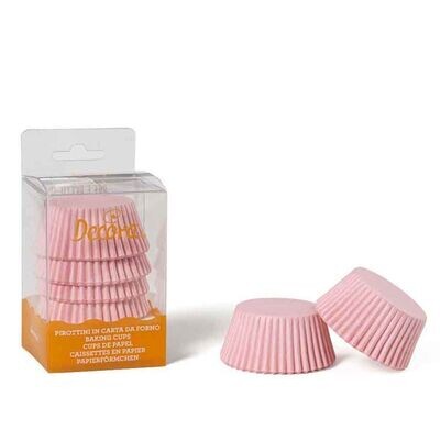 Decora 75 Pirottini Rosa in Carta Forno per Muffin Diametro Ø 5 X h 3,2 cm