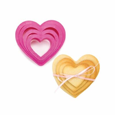 Decora Set 4 Cutters Tagliapasta Cuore in Plastica