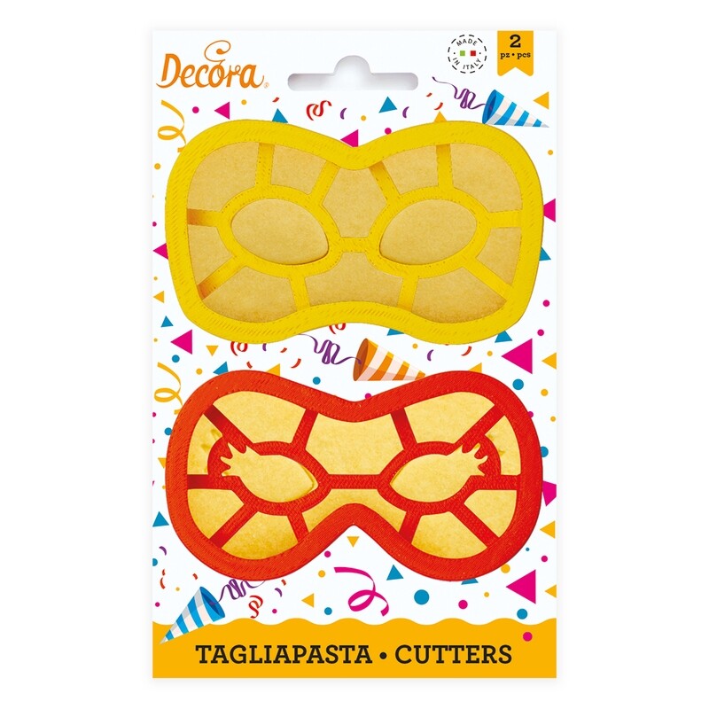 Decora Tagliapasta Mascherina di Carnevale in Plastica 2 Pz Ø 6,5 x 7,5 x 9 x h 2,2 cm