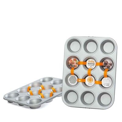 Decora Teglia per 12 Muffin Diametro Ø 5 cm in Acciaio Antiaderente