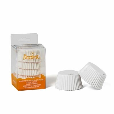 Decora 75 Pirottini in Carta Bianchi per Cottura Muffin Diametro ø 5 x h 3,2 cm