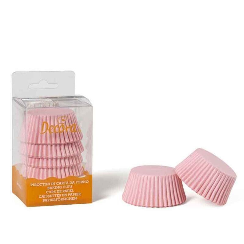 Decora 75 Pirottini Rosa in Carta Forno per Muffin Diametro Ø 5 X h 3,2 cm