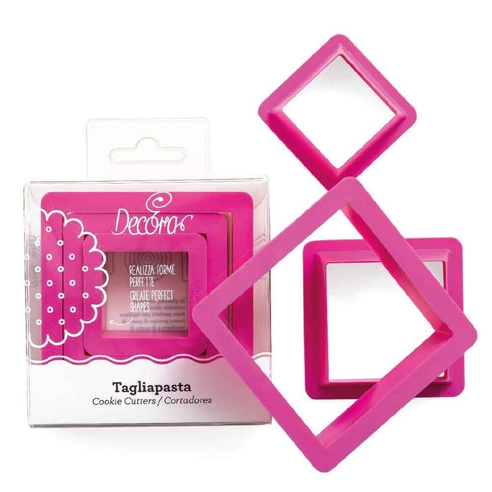 Decora Set 3 Cutters Tagliapasta in Plastica Forma Quadrata