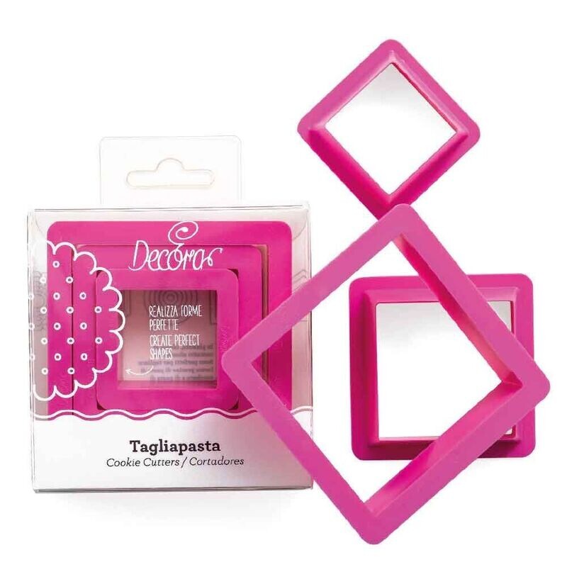 Decora Set 3 Cutters Tagliapasta in Plastica Forma Quadrata