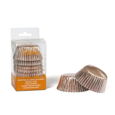 Decora 60 Pirottini Oro Rosa in Carta Forno per Muffin Diametro Ø 5 X h3,2 cm