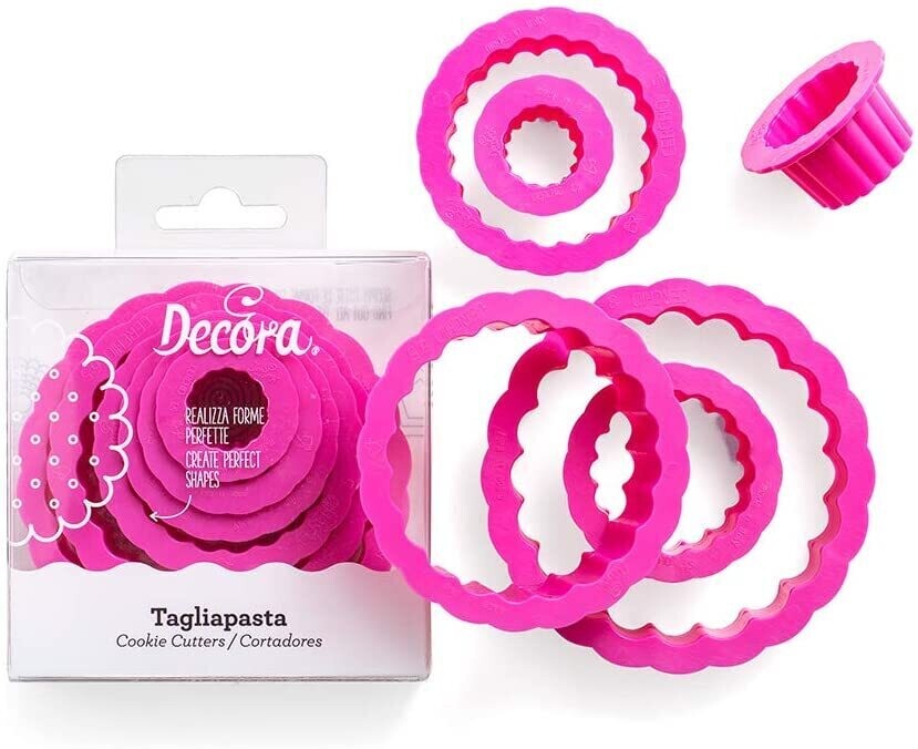 Decora Set 6 Tagliapasta in Plastica Tondo Ondulato Riccio