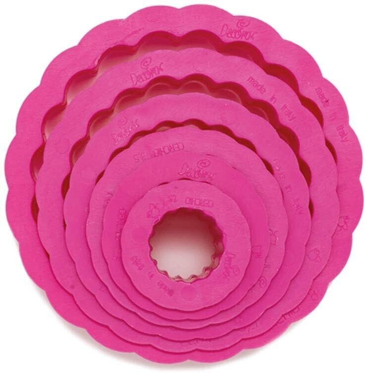 Decora Set 6 Tagliapasta in Plastica Tondo Ondulato Riccio