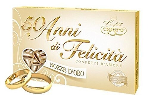 Crispo Confetti Mandorla 50 anni Nozze D&#39;Oro Senza Glutine (Gluten Free) 500 gr