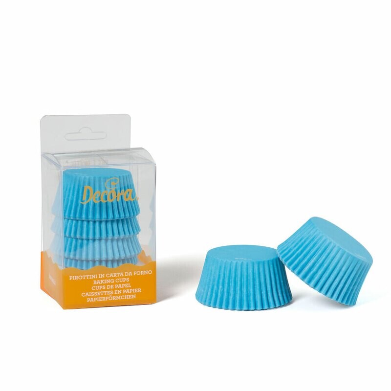 Decora 75 Pirottini Azzurri in Carta Forno per Muffin Diametro Ø 5 x h 3,2 cm