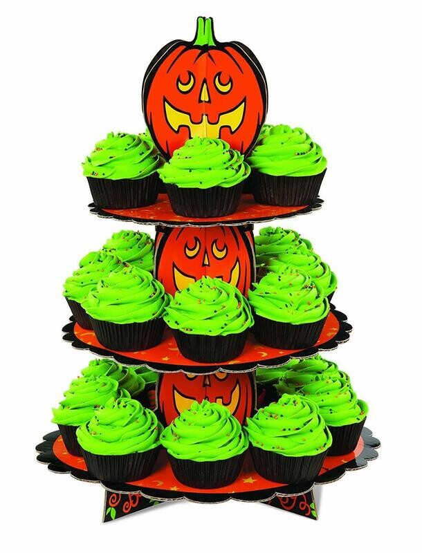 Wilton Halloween Alzata in Carton 3 Piani Porta Muffin Cupcakes Zucca