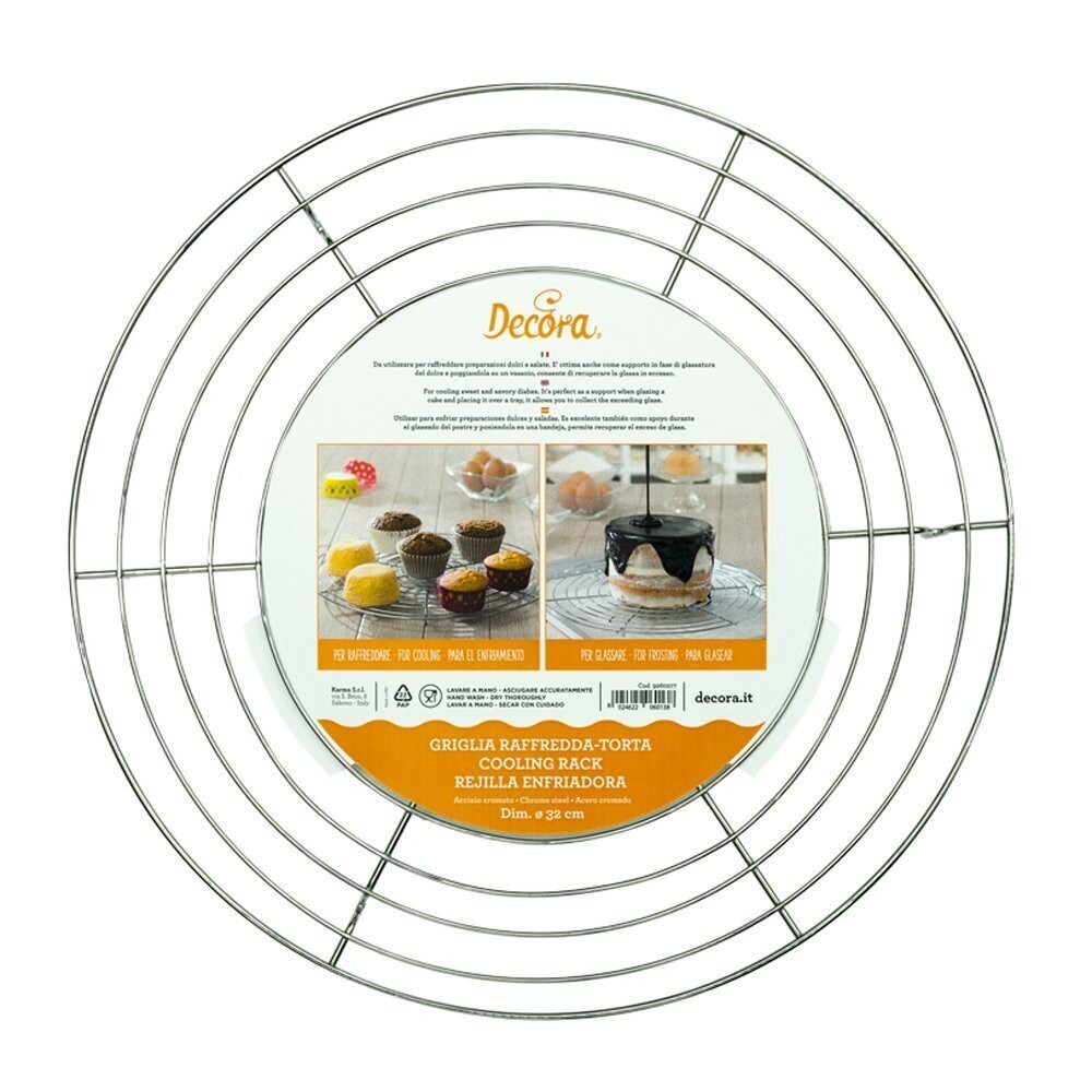 Decora Griglia Raffreddatorta Tonda in Acciaio Cromato Diametro Ø 32 cm