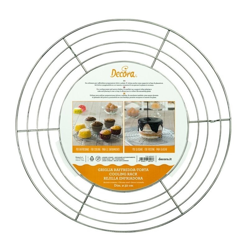 Decora Griglia Raffreddatorta Tonda in Acciaio Cromato Diametro Ø 32 cm