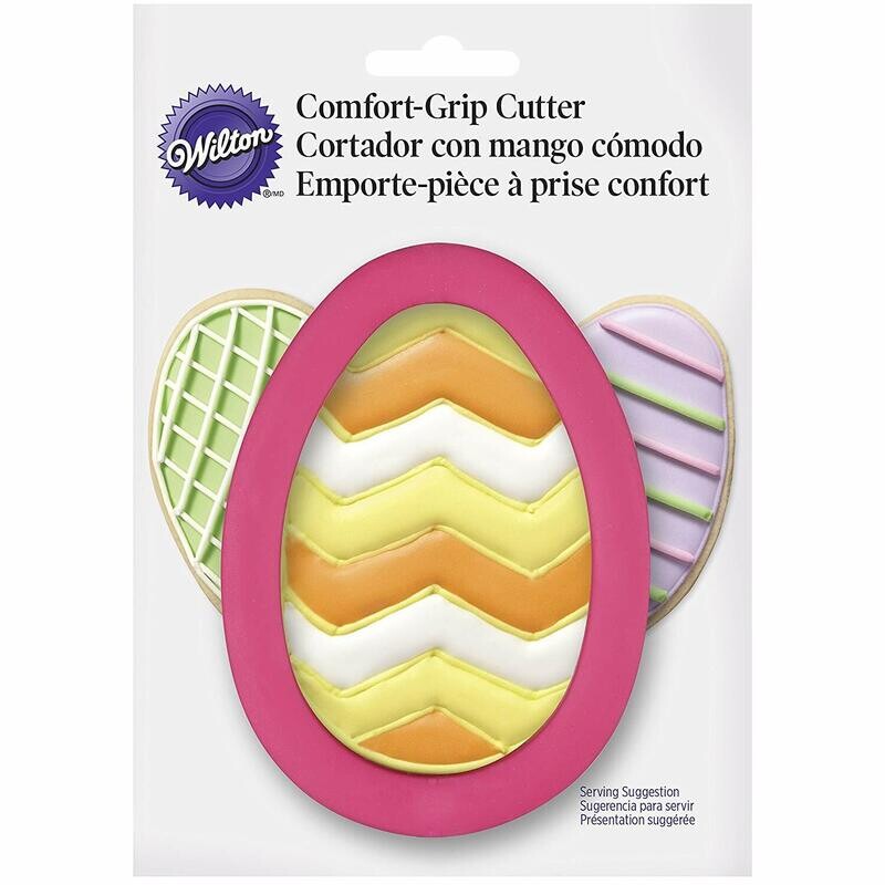 Wilton Tagliapasta Grippy Uovo di Pasqua Acciaio Rosa Impugnatura Confortevole 9x7x2,5 cm.