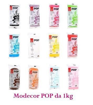 Modecor Pop Pasta di Zucchero per Copertura Colore Azzurro 1 kg